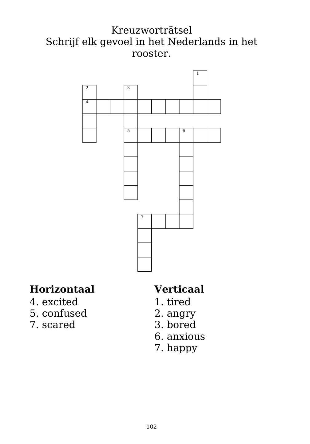 Crossword puzzle from the workbook