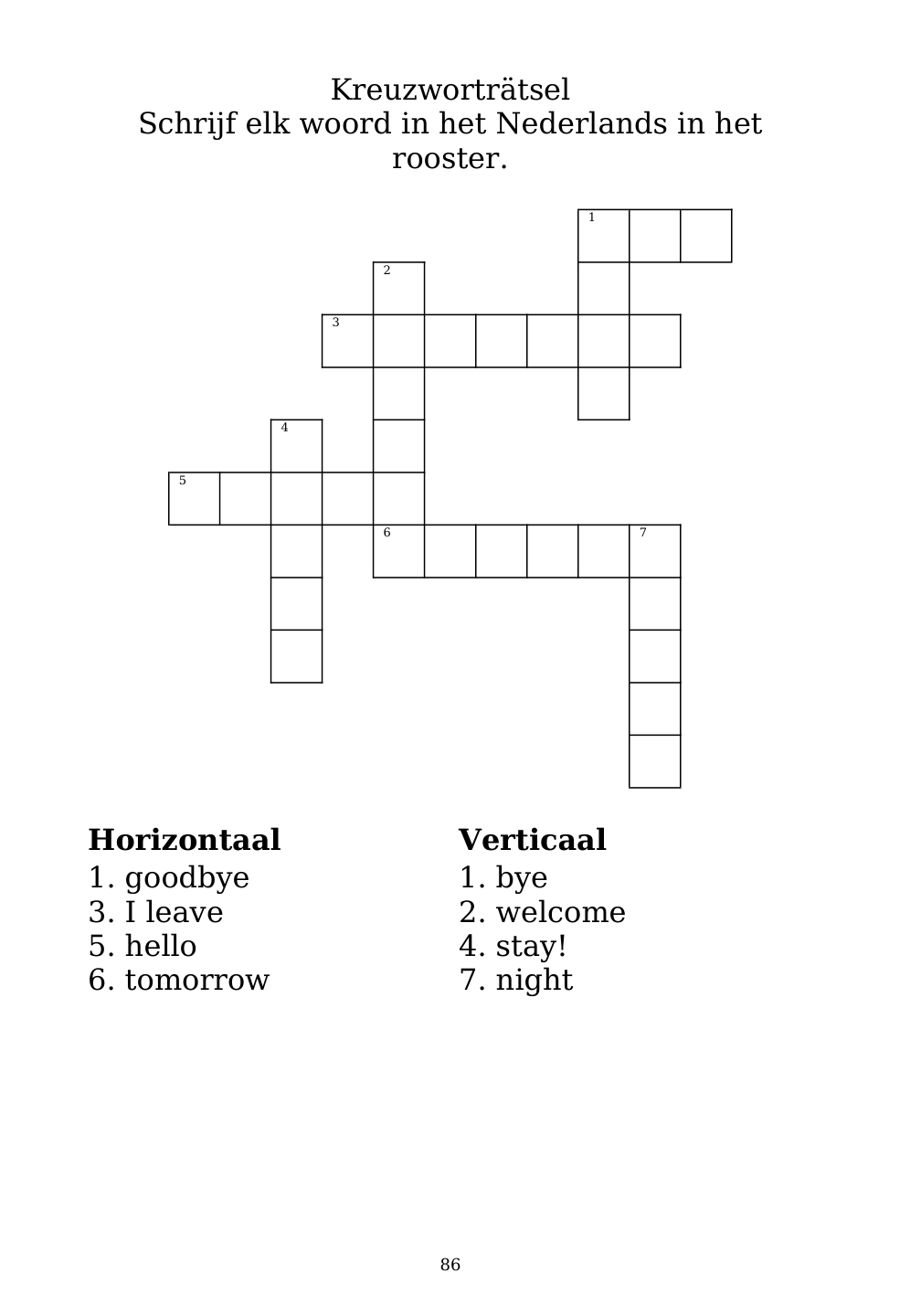 Crossword puzzle from the workbook