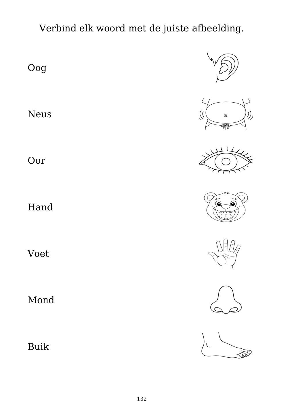 Picture matching exercise with answer lines drawn from each word to its picture