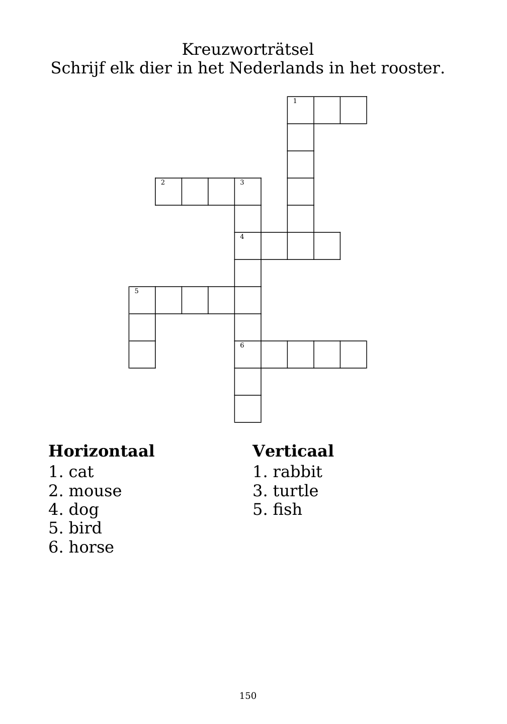 Crossword puzzle from the workbook