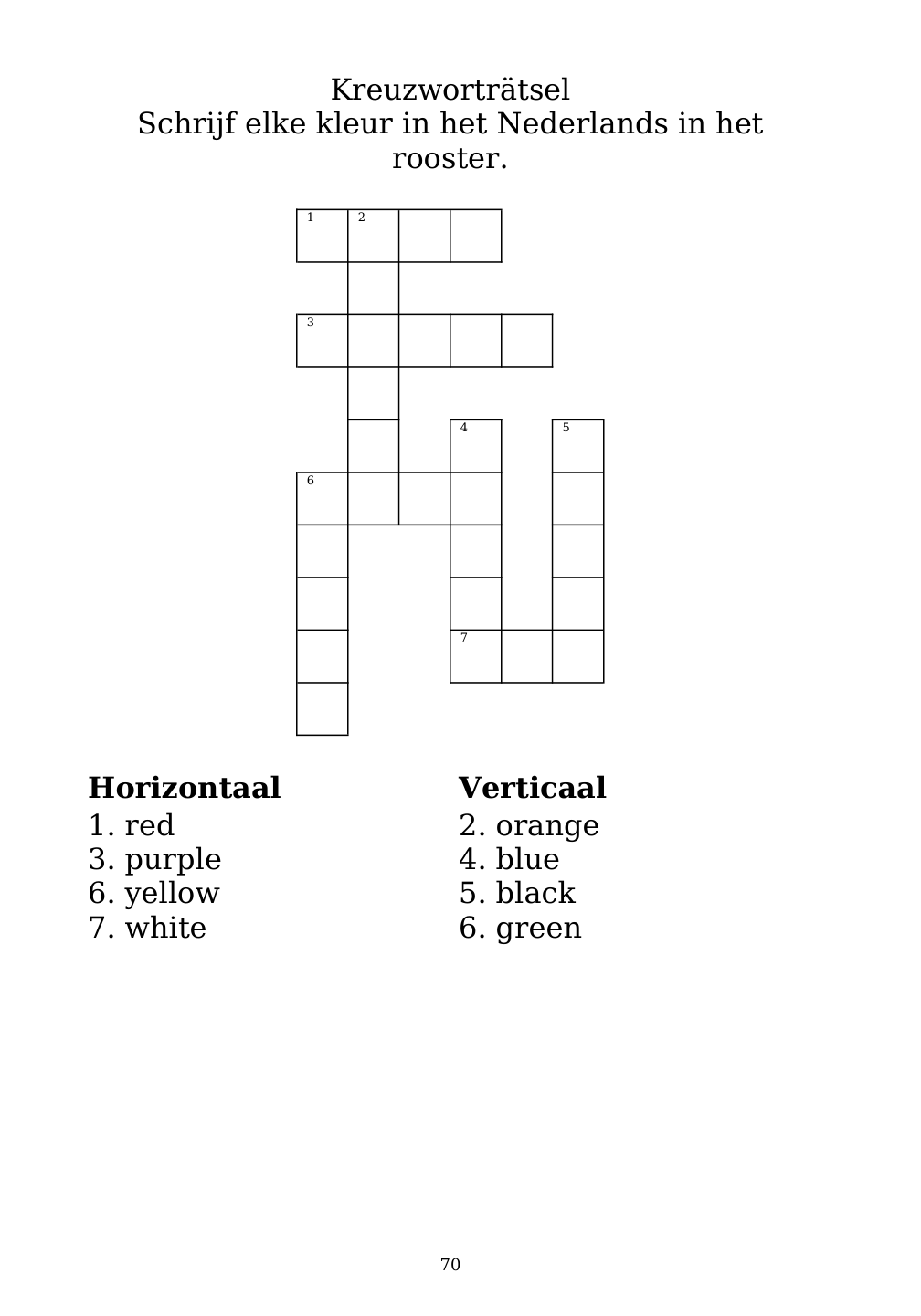 Crossword puzzle from the workbook