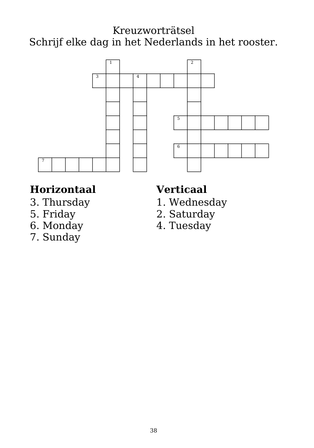 Crossword puzzle from the workbook