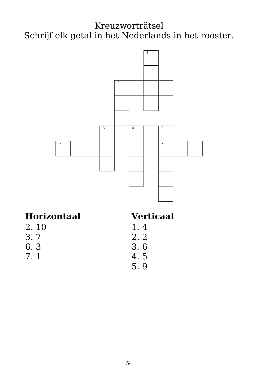 Crossword puzzle from the workbook