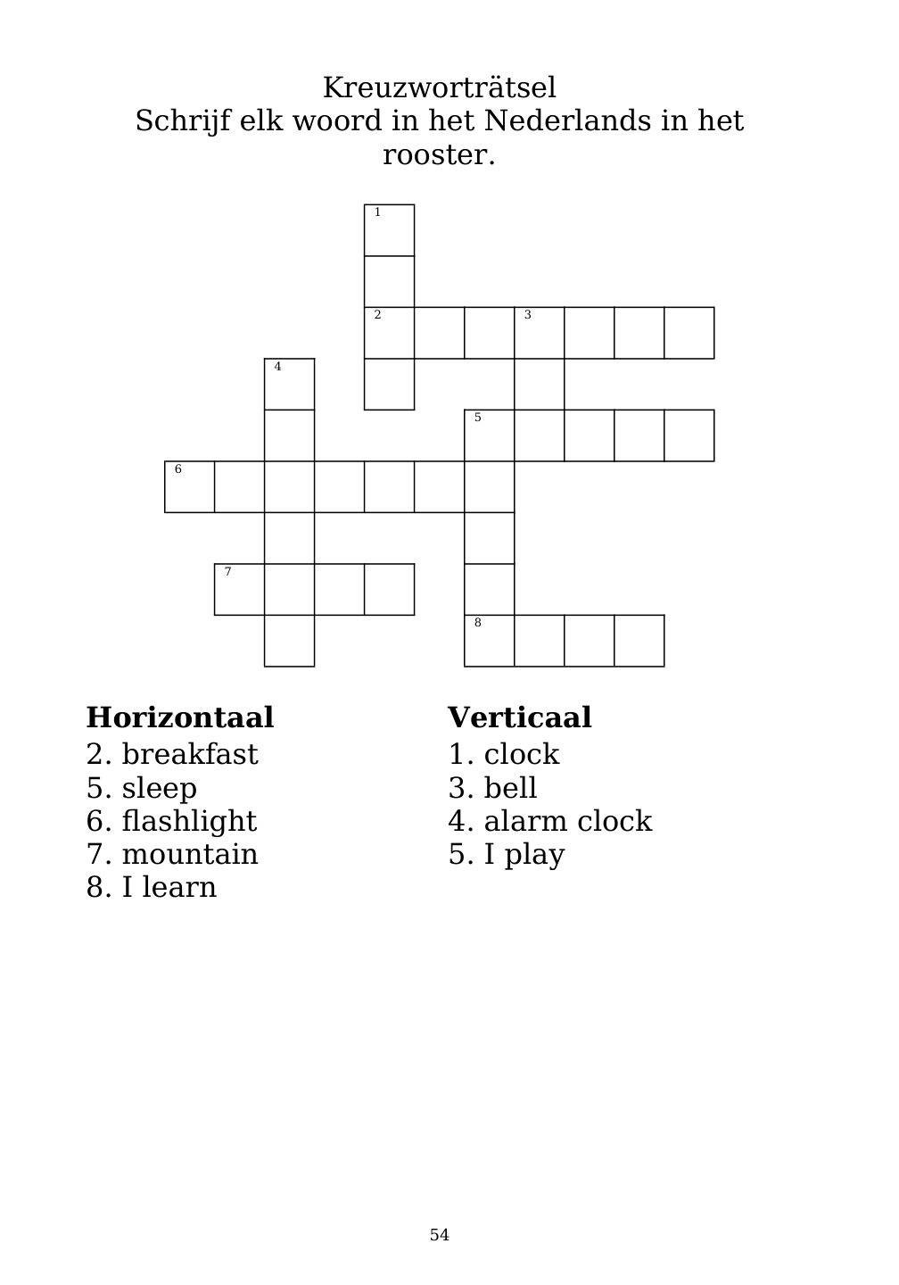 Crossword puzzle from the workbook