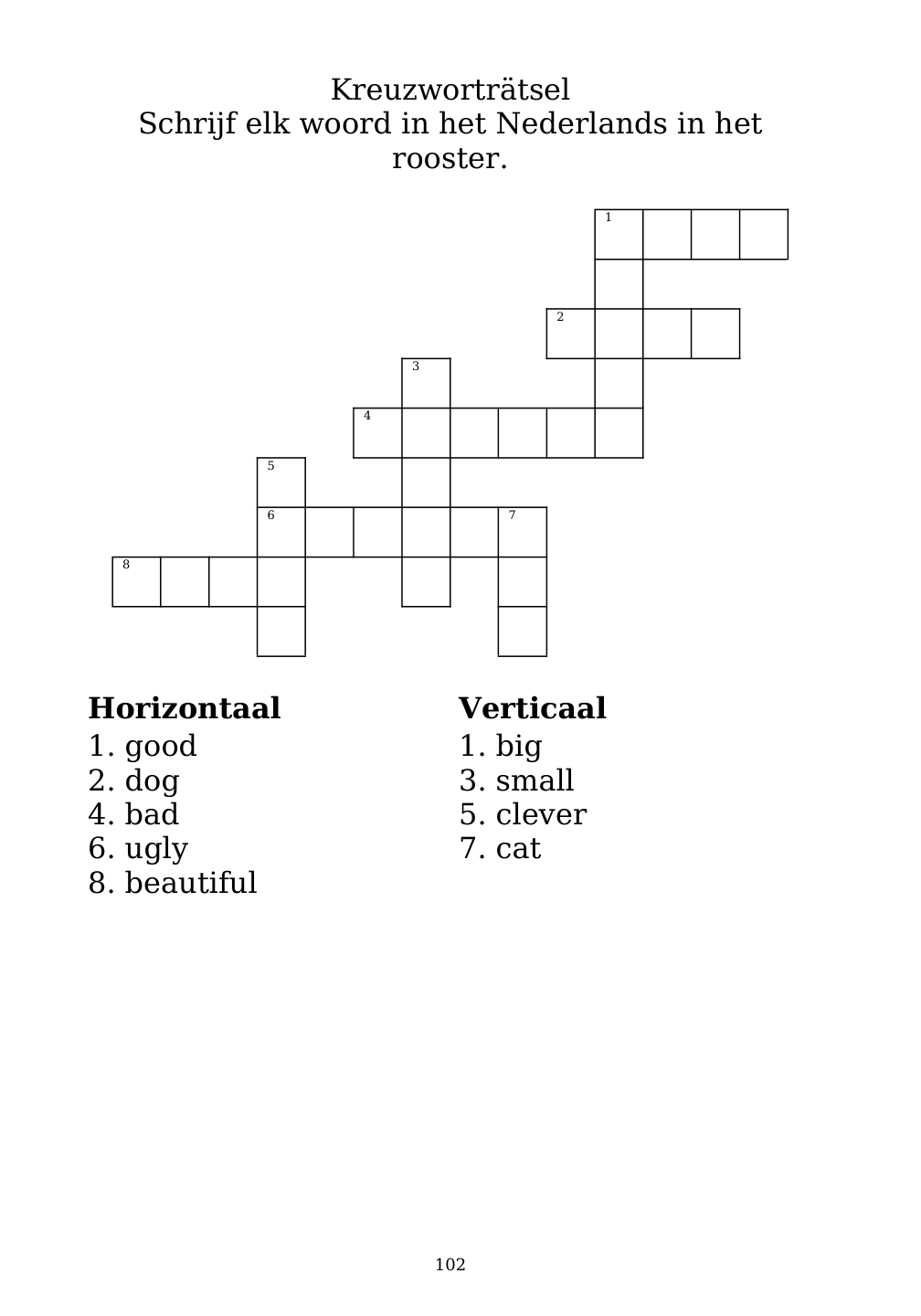 Crossword puzzle from the workbook