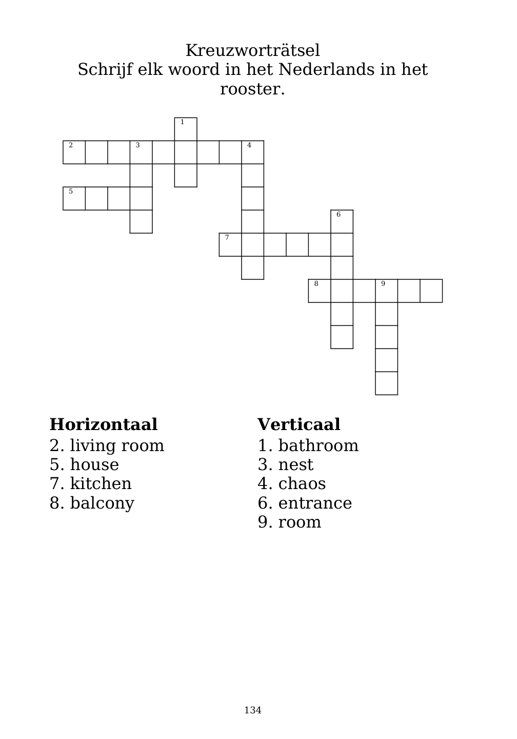 Crossword puzzle from the workbook