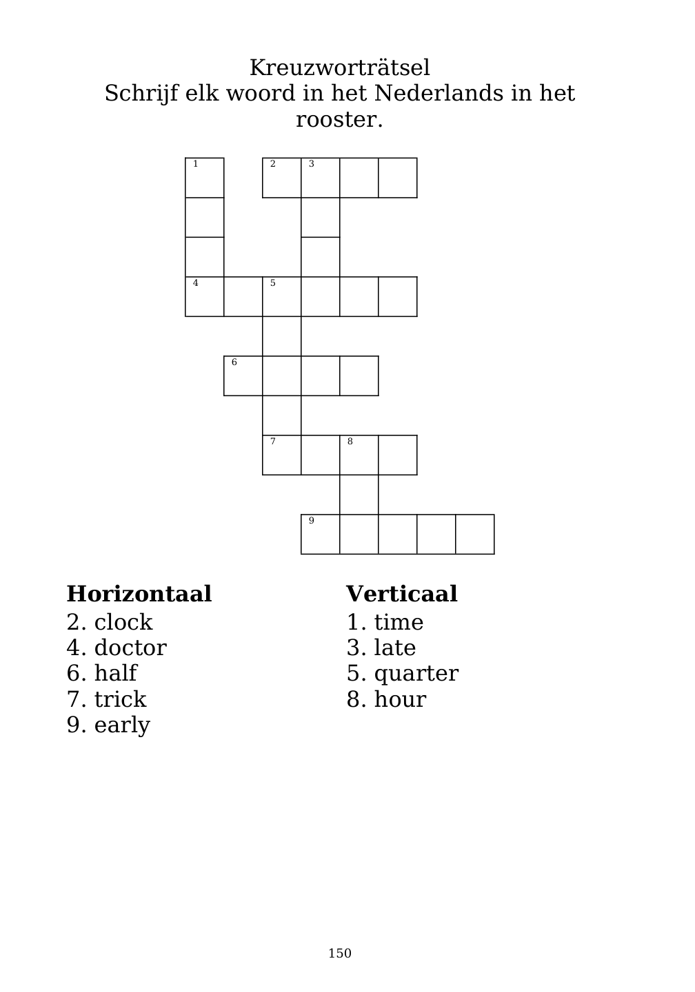 Crossword puzzle from the workbook