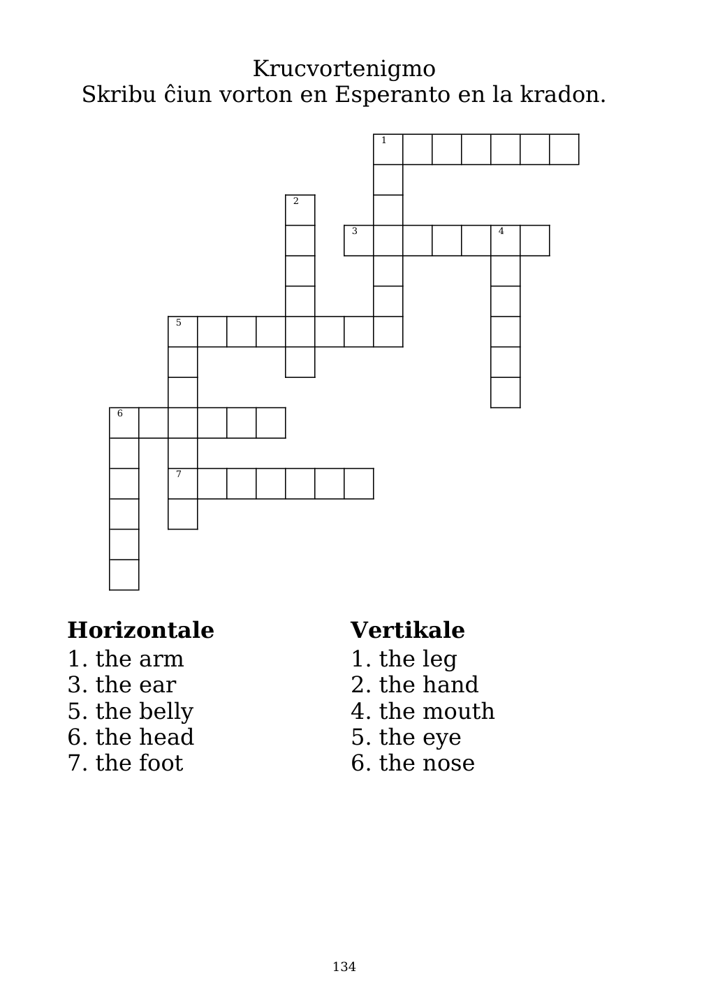 Crossword puzzle from the workbook