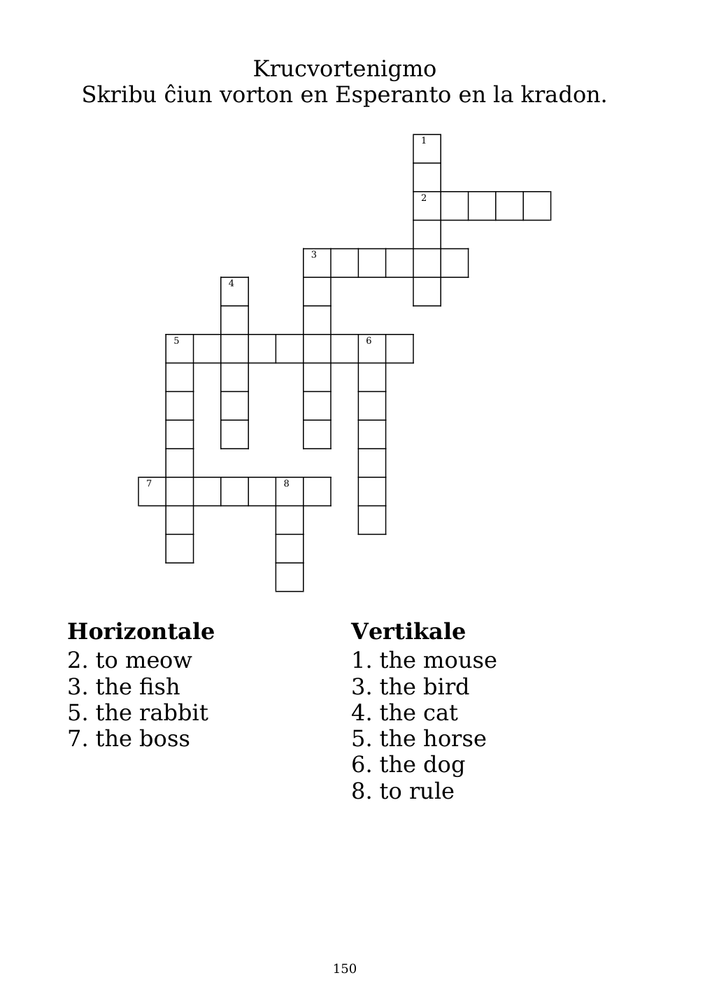 Crossword puzzle from the workbook