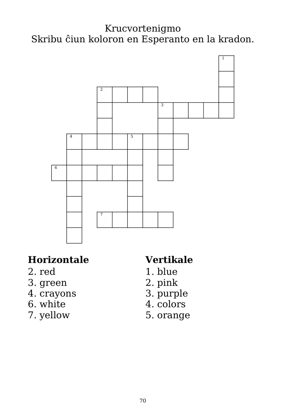 Crossword puzzle from the workbook
