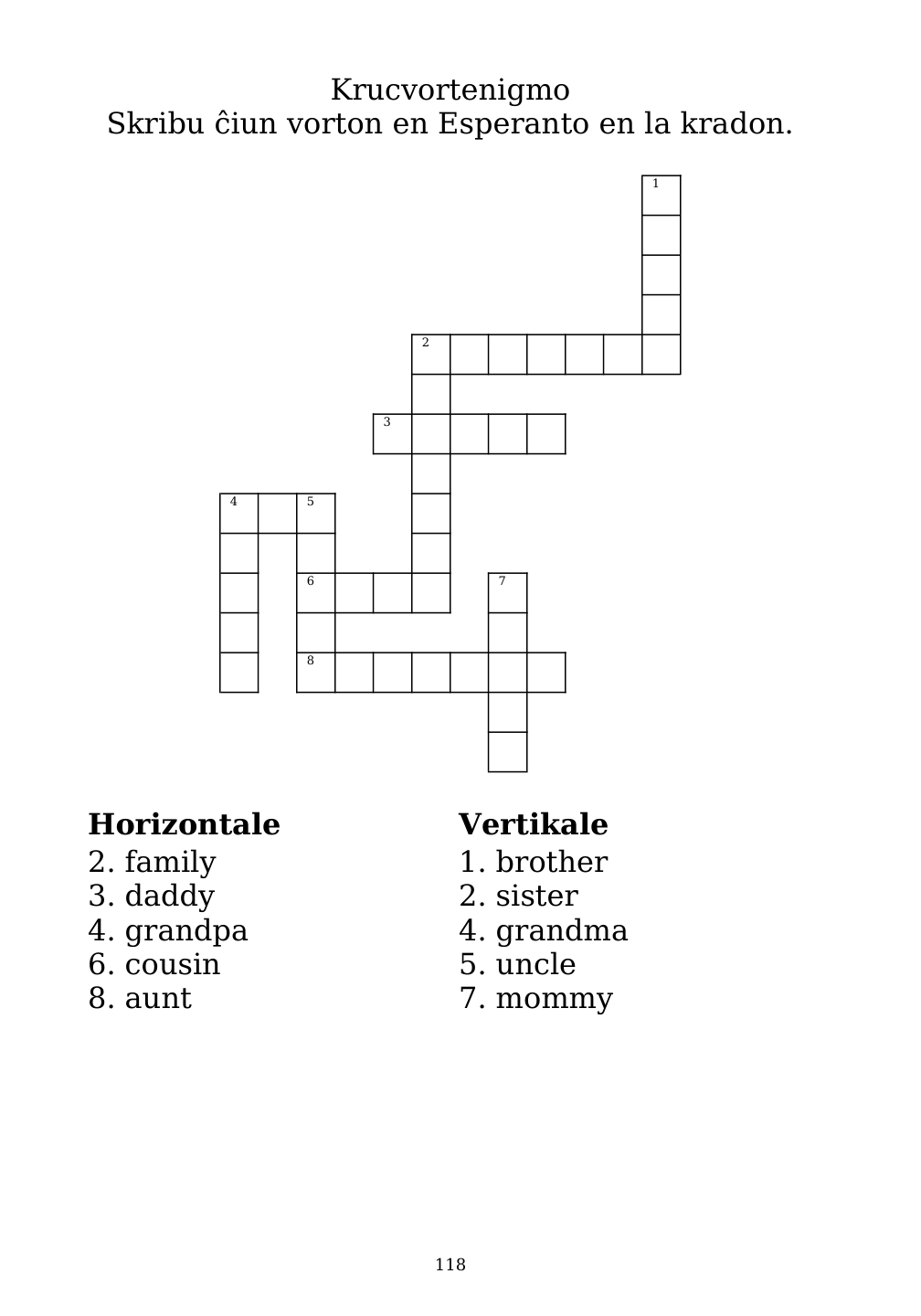 Crossword puzzle from the workbook