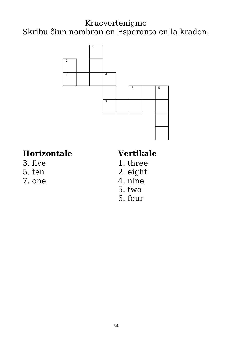 Crossword puzzle from the workbook