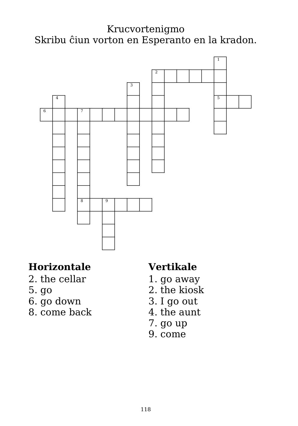 Crossword puzzle from the workbook