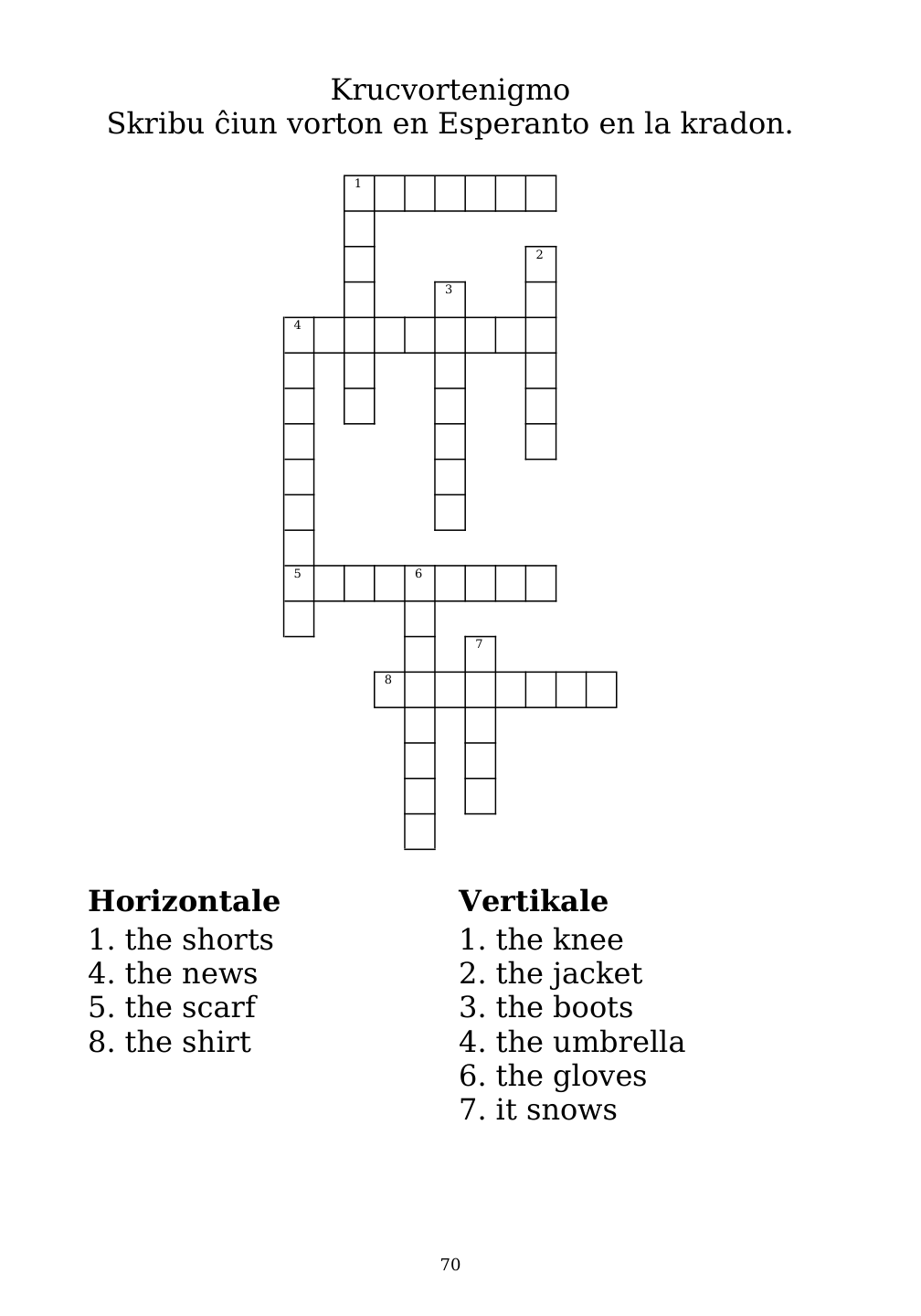 Crossword puzzle from the workbook