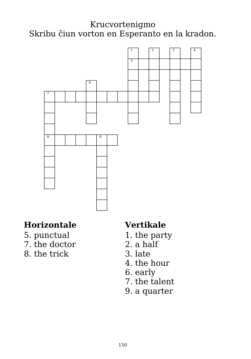 Crossword puzzle from the workbook