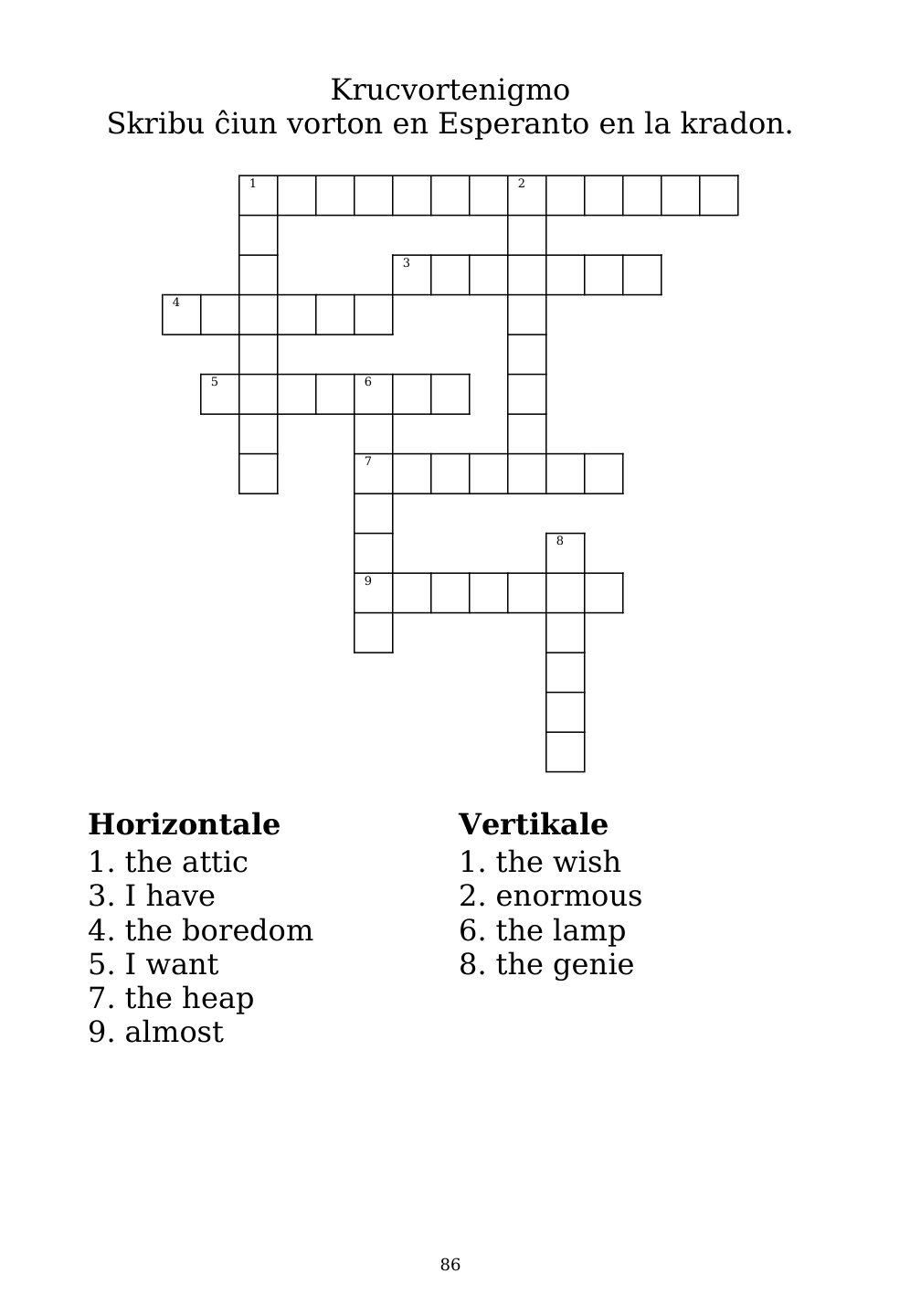 Crossword puzzle from the workbook