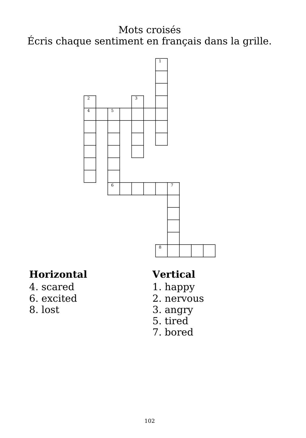 Crossword puzzle from the workbook