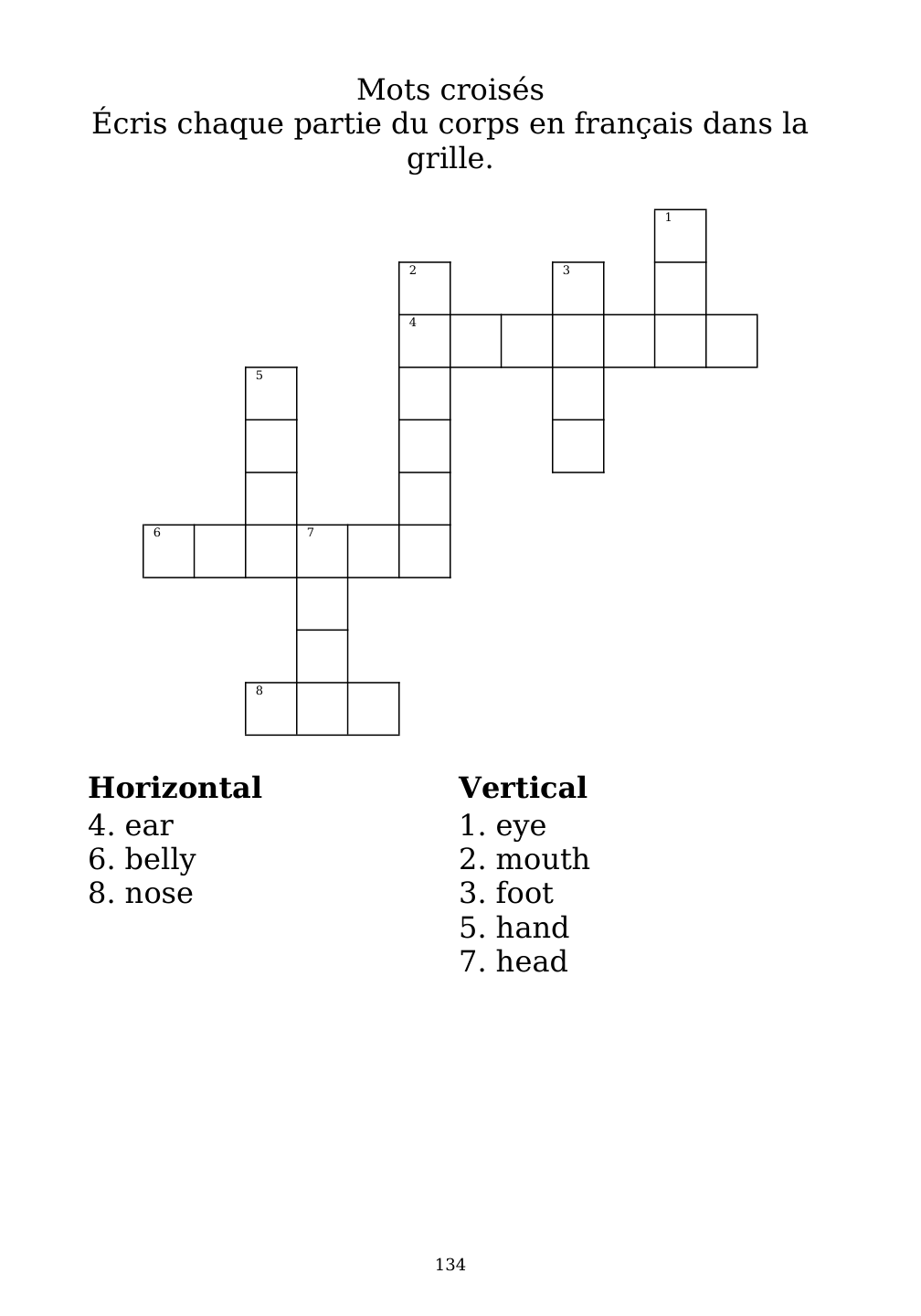 Crossword puzzle from the workbook