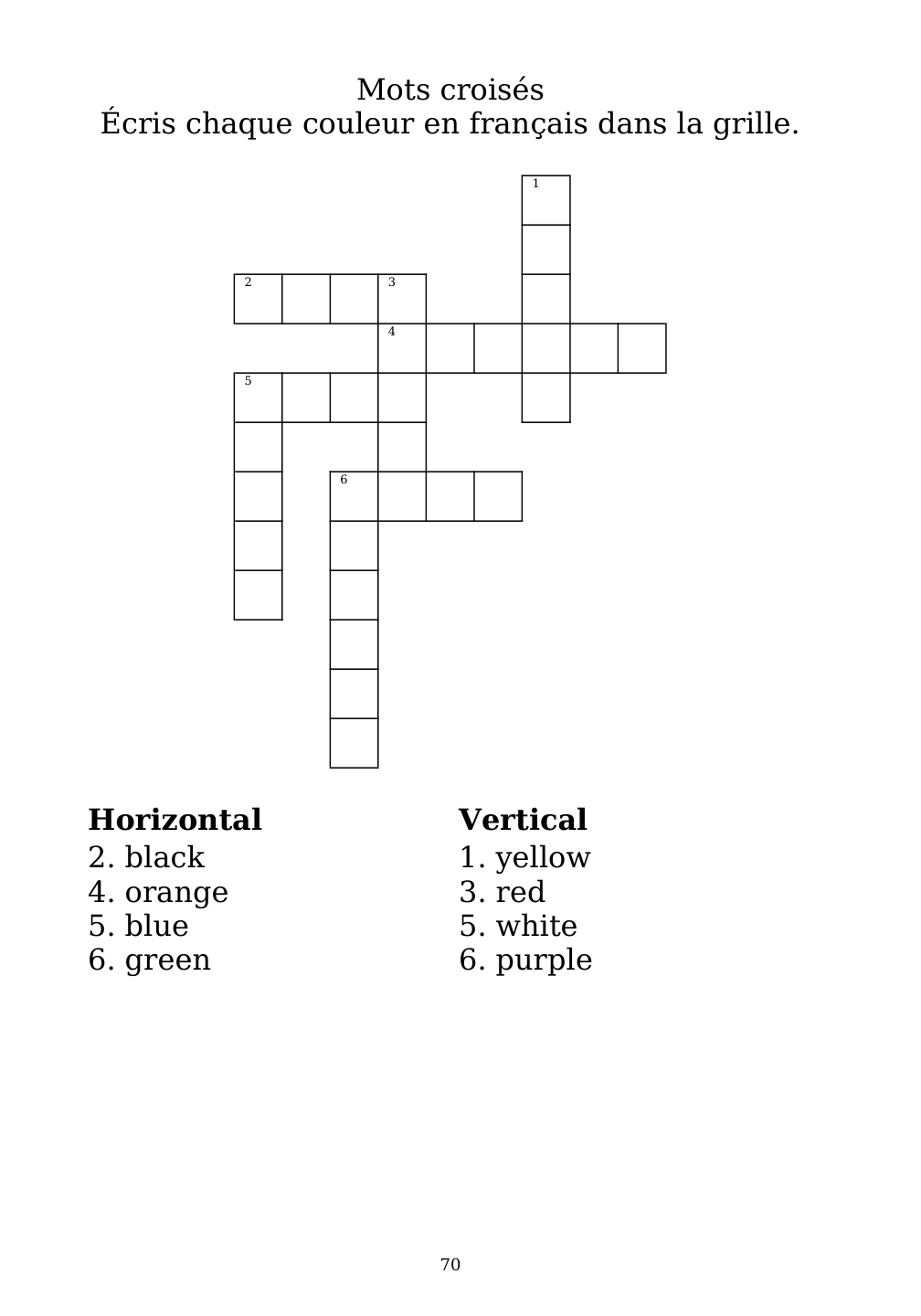 Crossword puzzle from the workbook