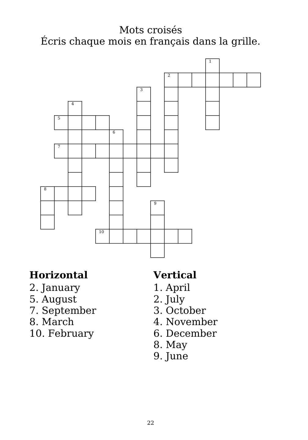 Crossword puzzle from the workbook