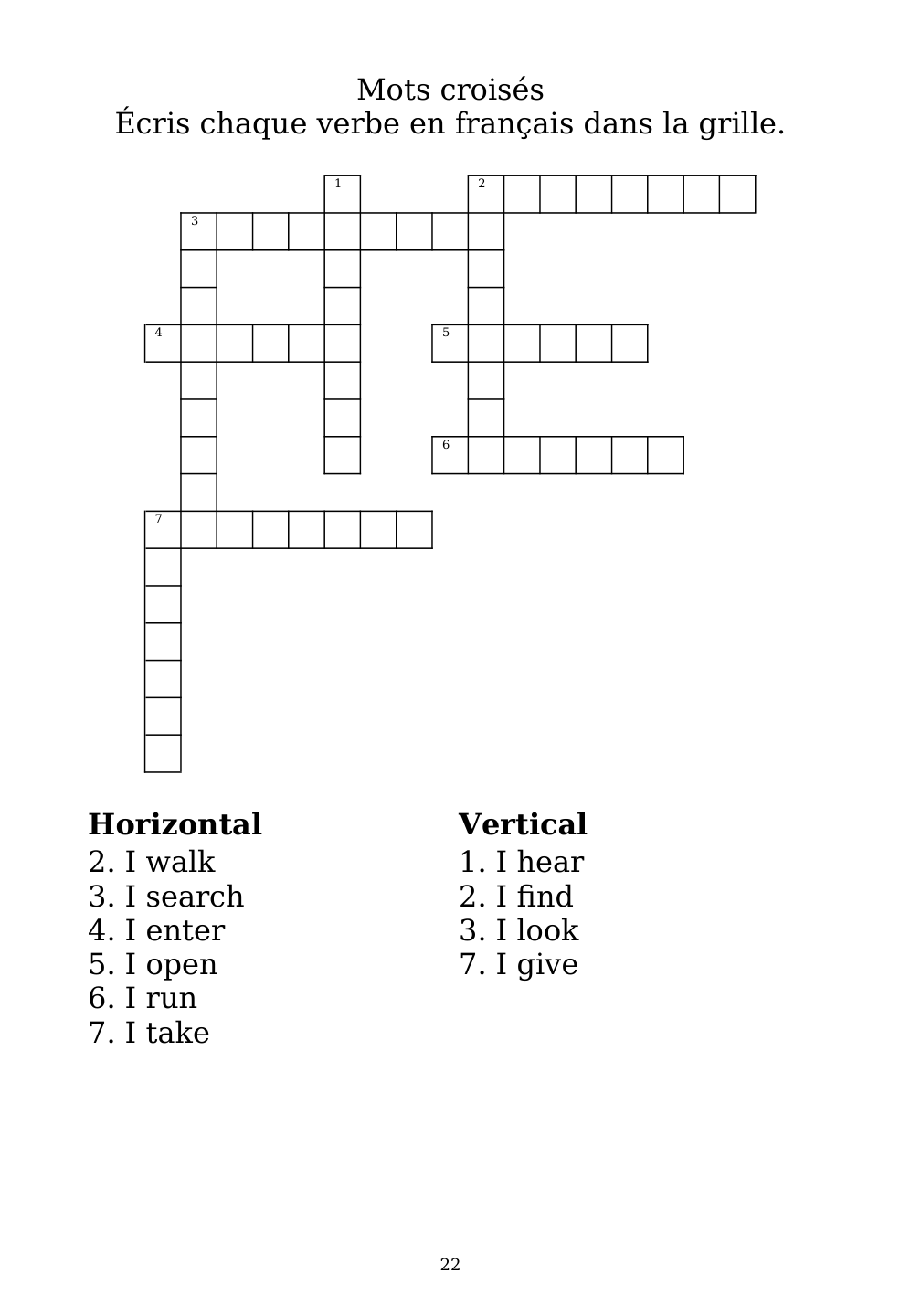 Crossword puzzle from the workbook
