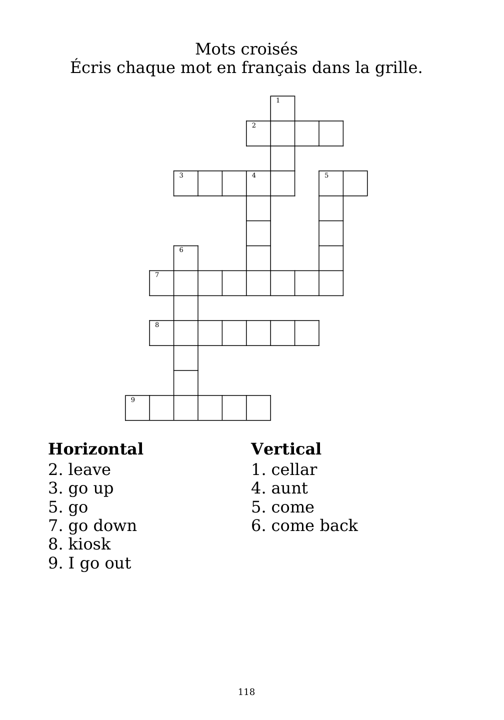 Crossword puzzle from the workbook