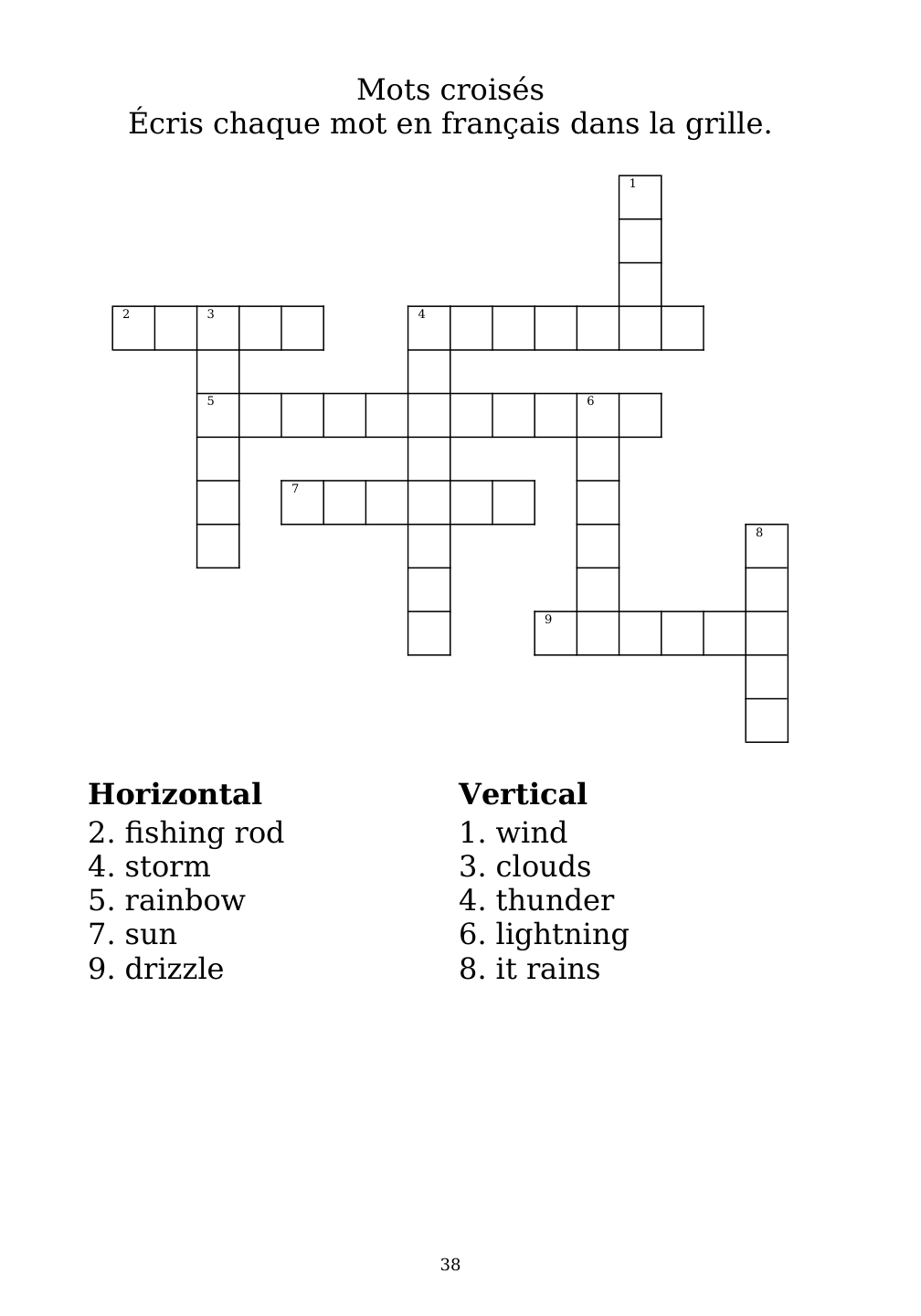 Crossword puzzle from the workbook