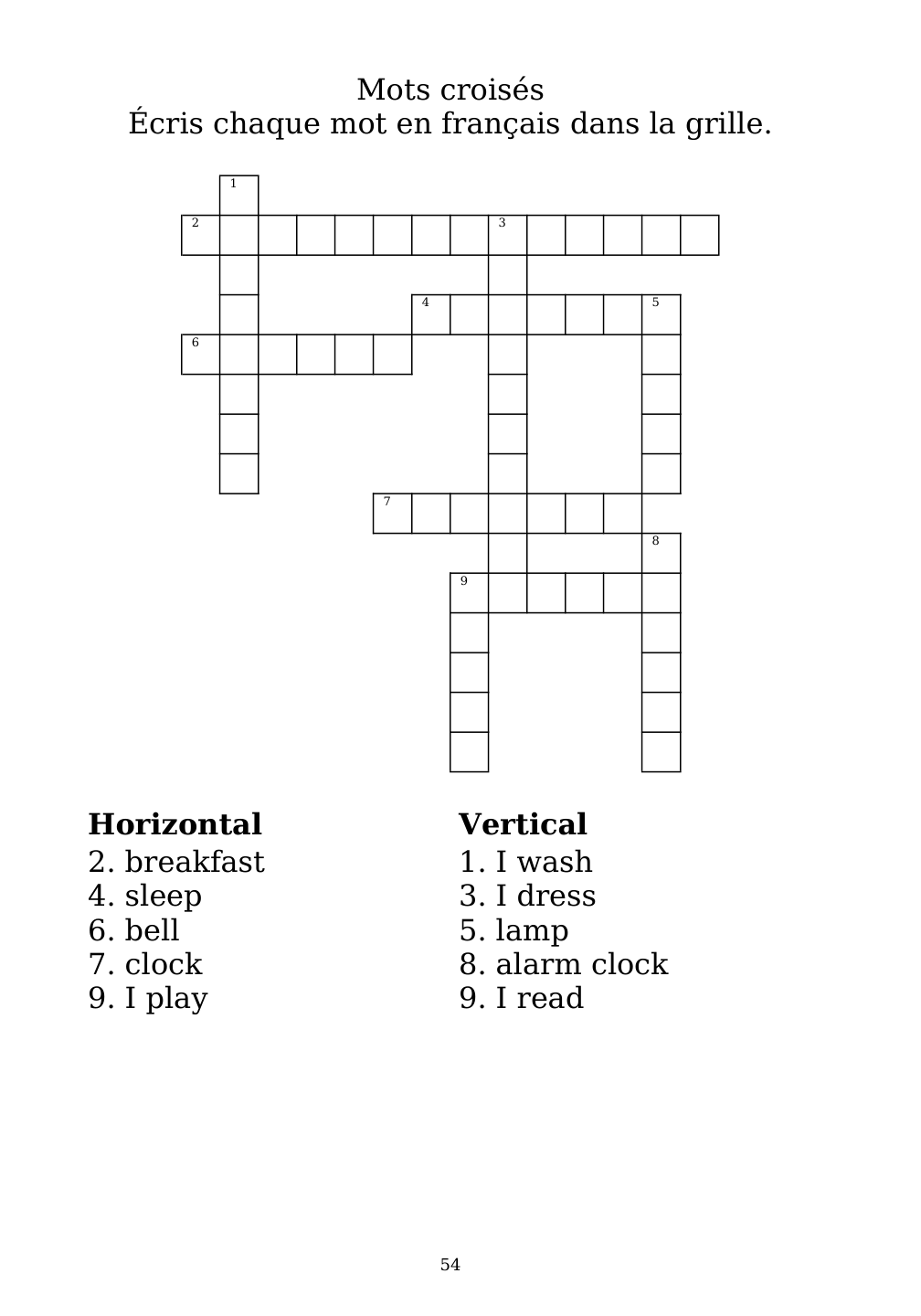 Crossword puzzle from the workbook