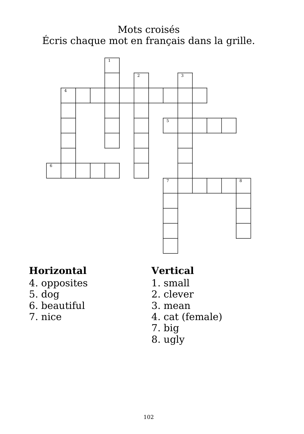 Crossword puzzle from the workbook
