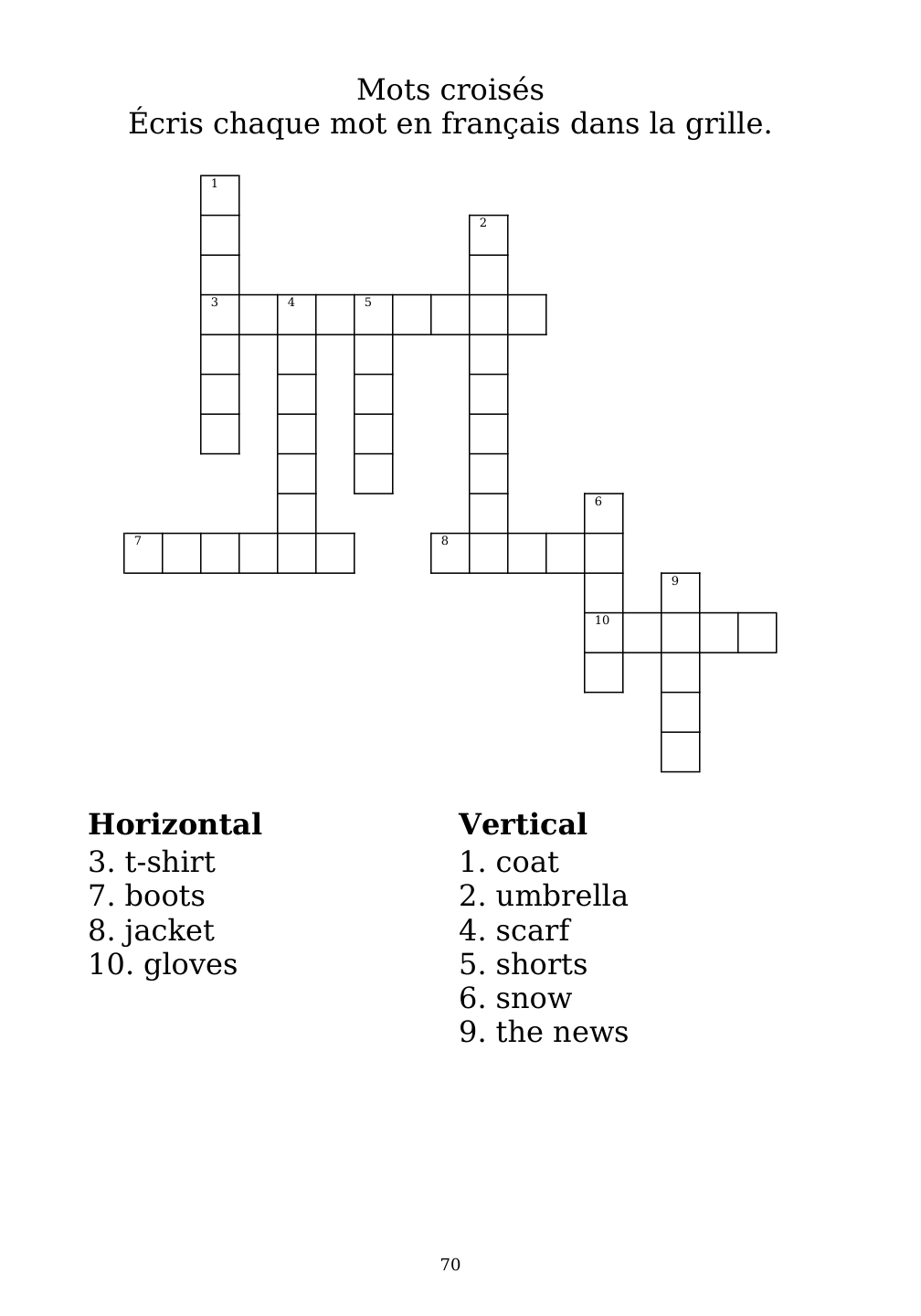 Crossword puzzle from the workbook