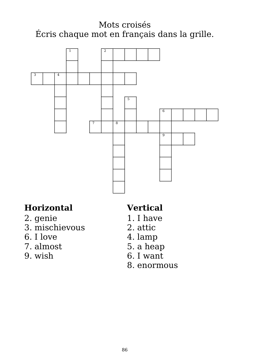 Crossword puzzle from the workbook