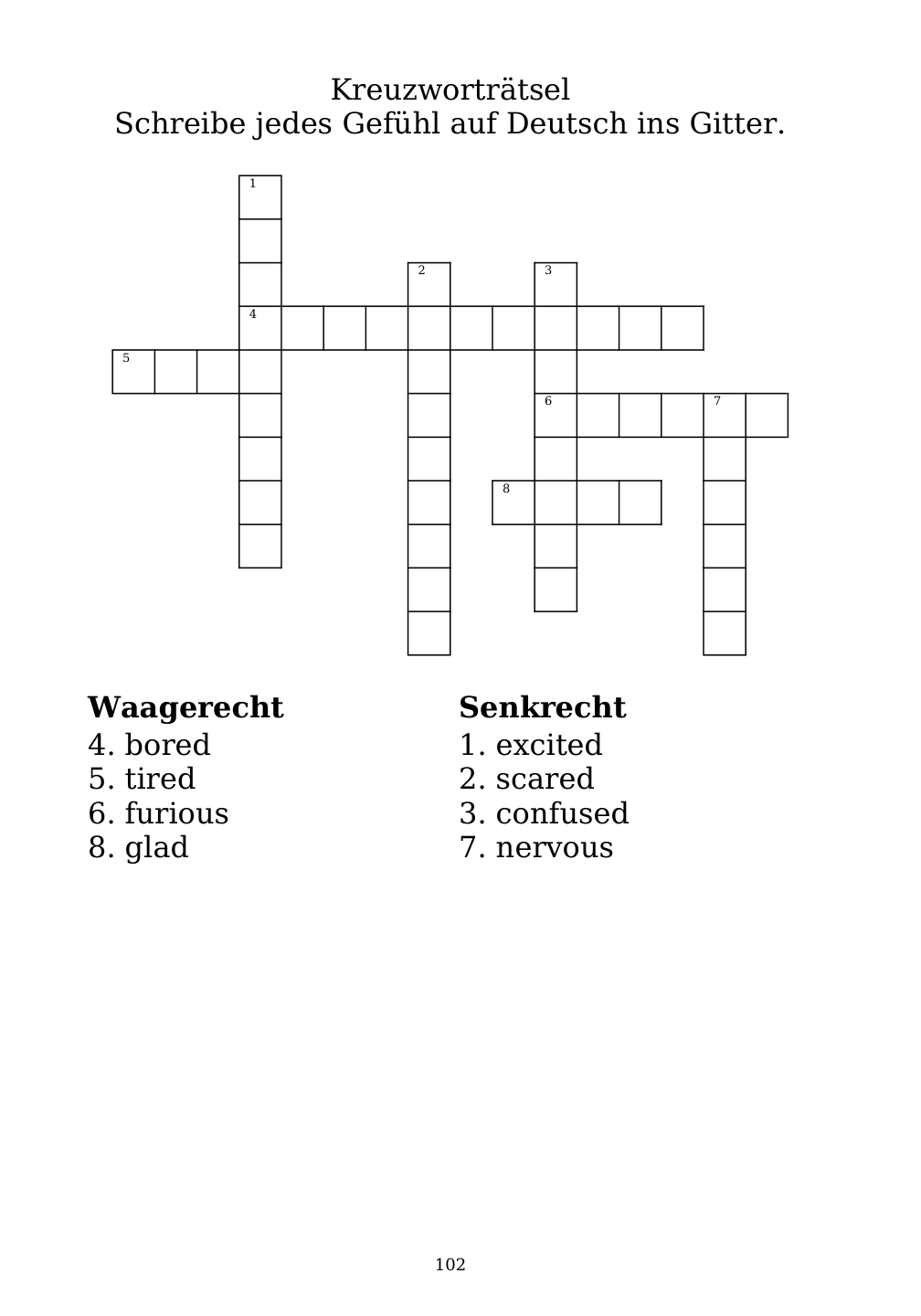 Crossword puzzle from the workbook