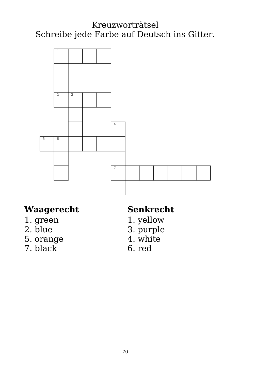Crossword puzzle from the workbook