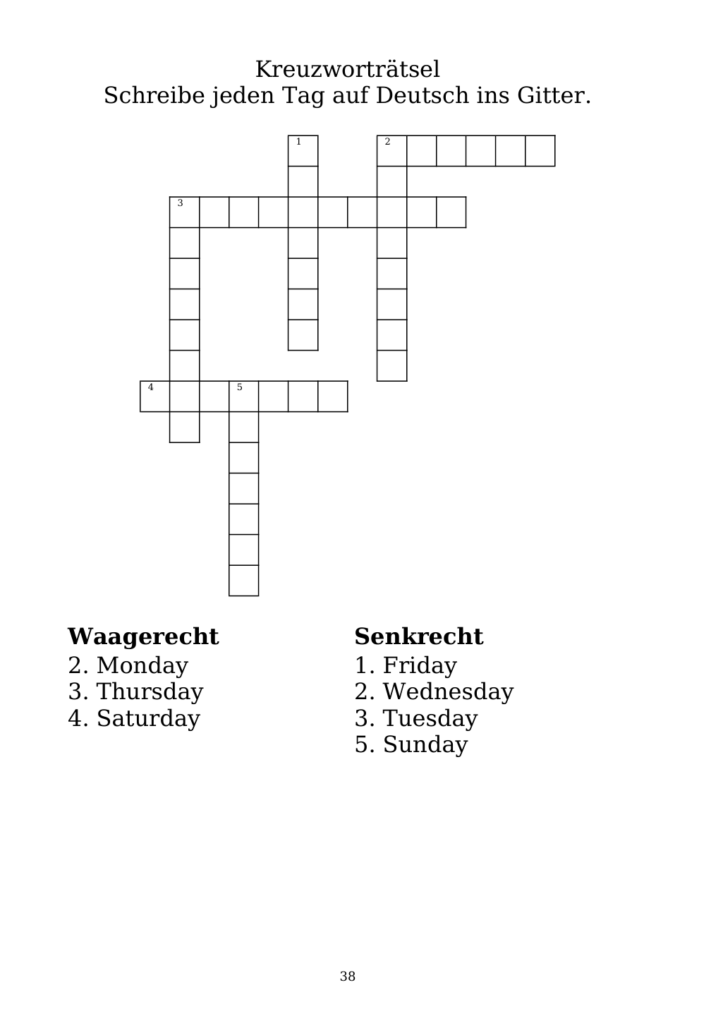 Crossword puzzle from the workbook