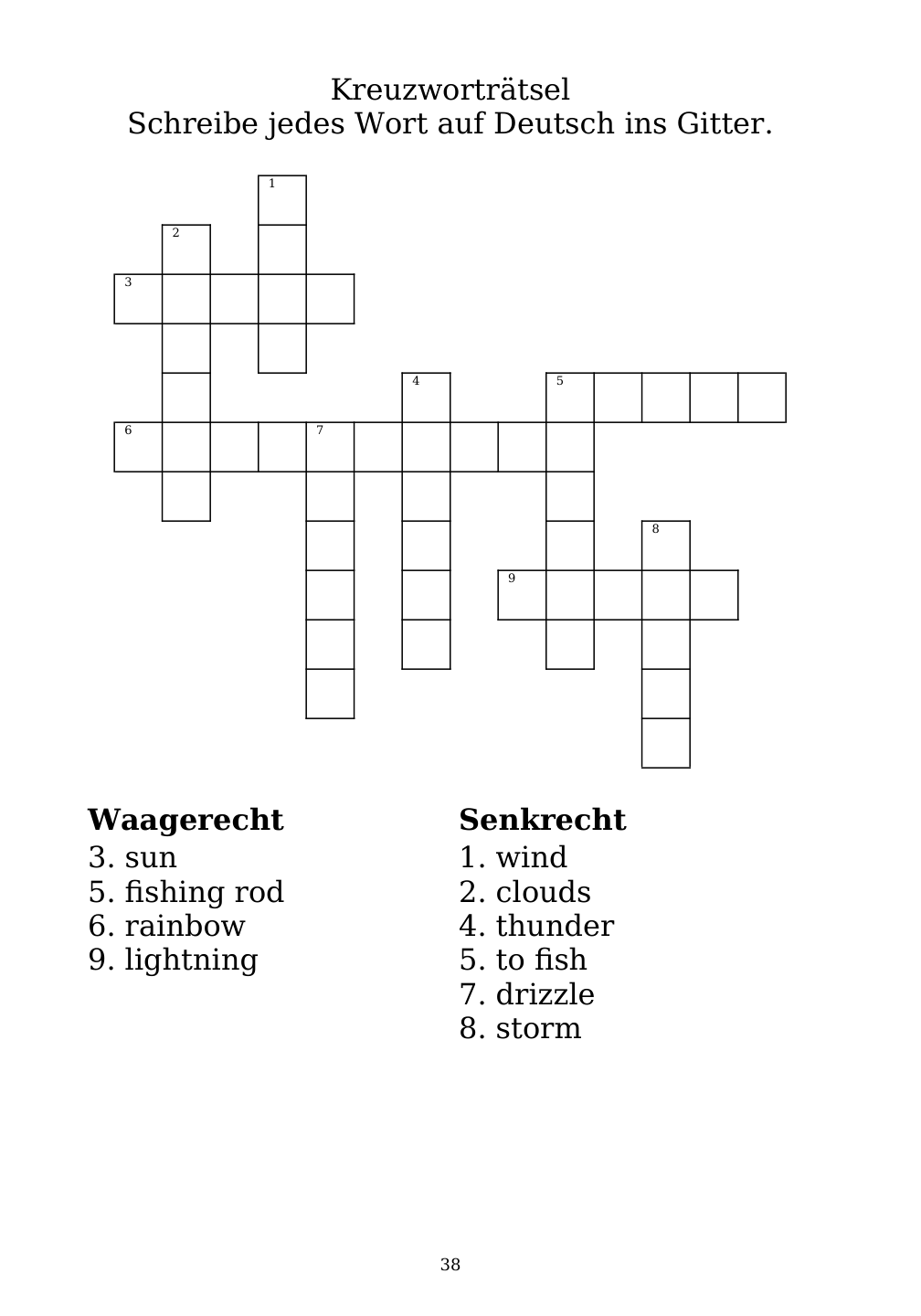 Crossword puzzle from the workbook
