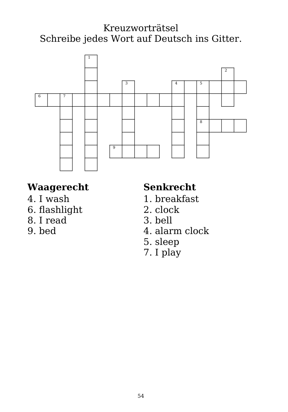 Crossword puzzle from the workbook