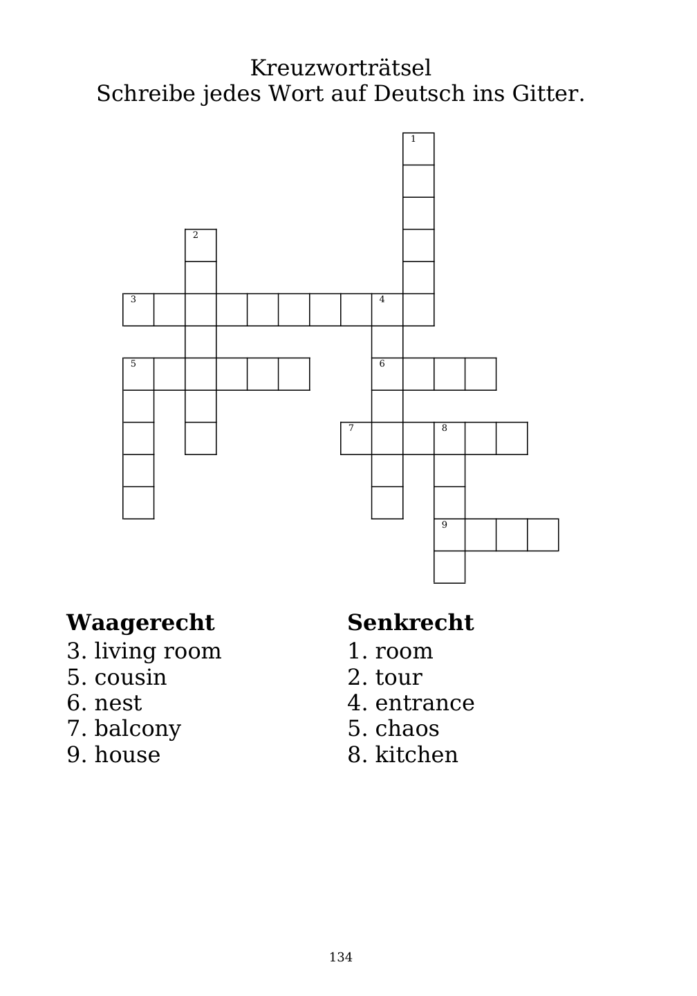 Crossword puzzle from the workbook