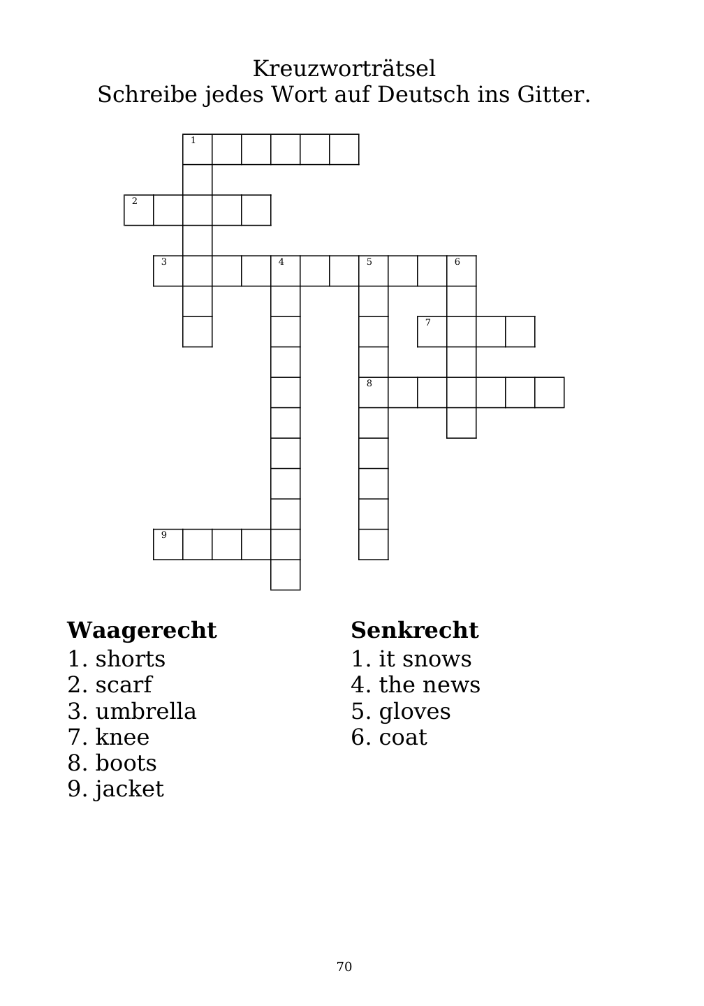 Crossword puzzle from the workbook