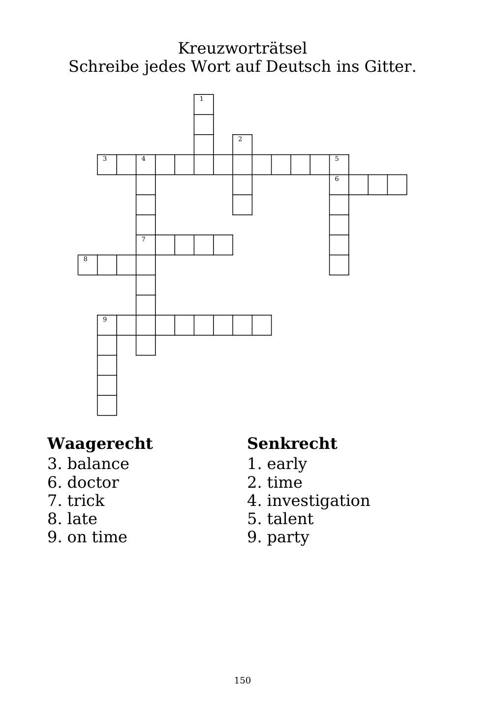 Crossword puzzle from the workbook