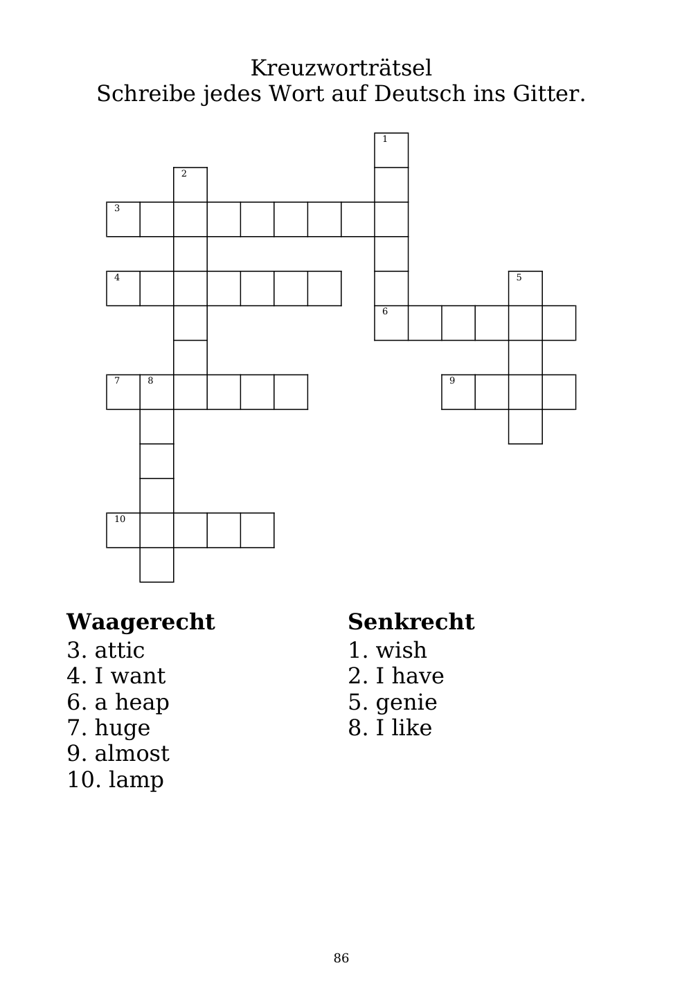 Crossword puzzle from the workbook