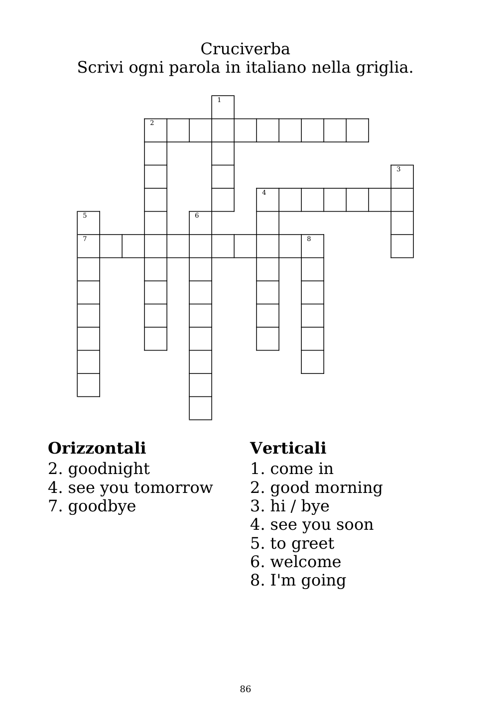 Crossword puzzle from the workbook