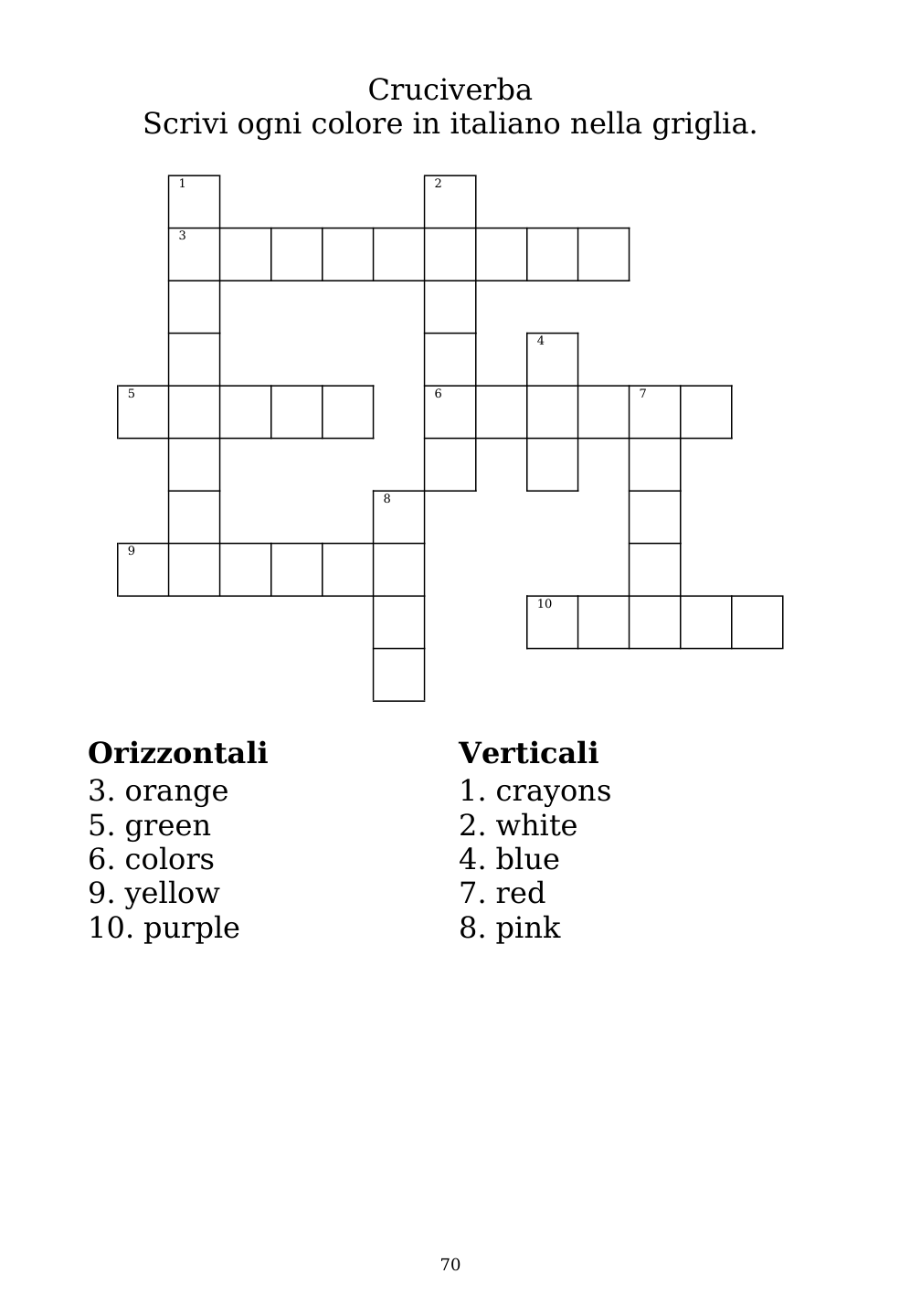 Crossword puzzle from the workbook