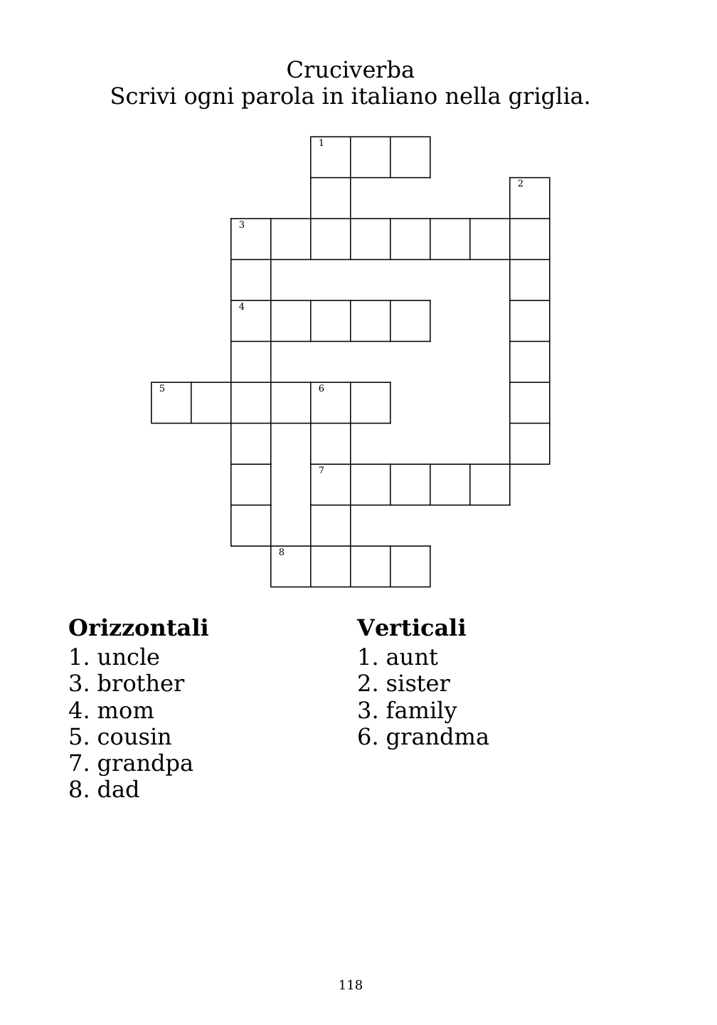 Crossword puzzle from the workbook