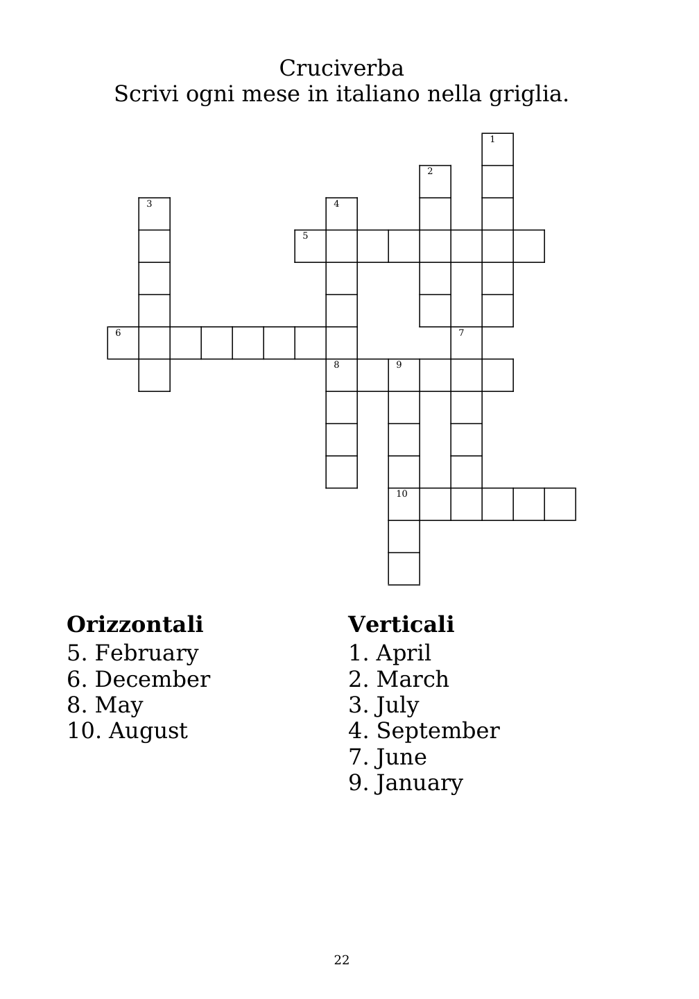 Crossword puzzle from the workbook