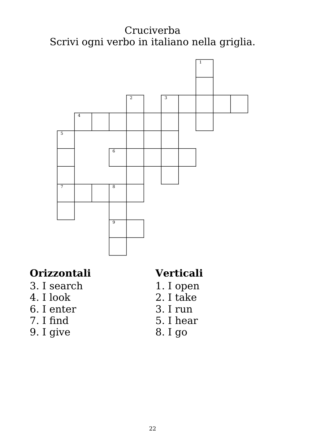 Crossword puzzle from the workbook