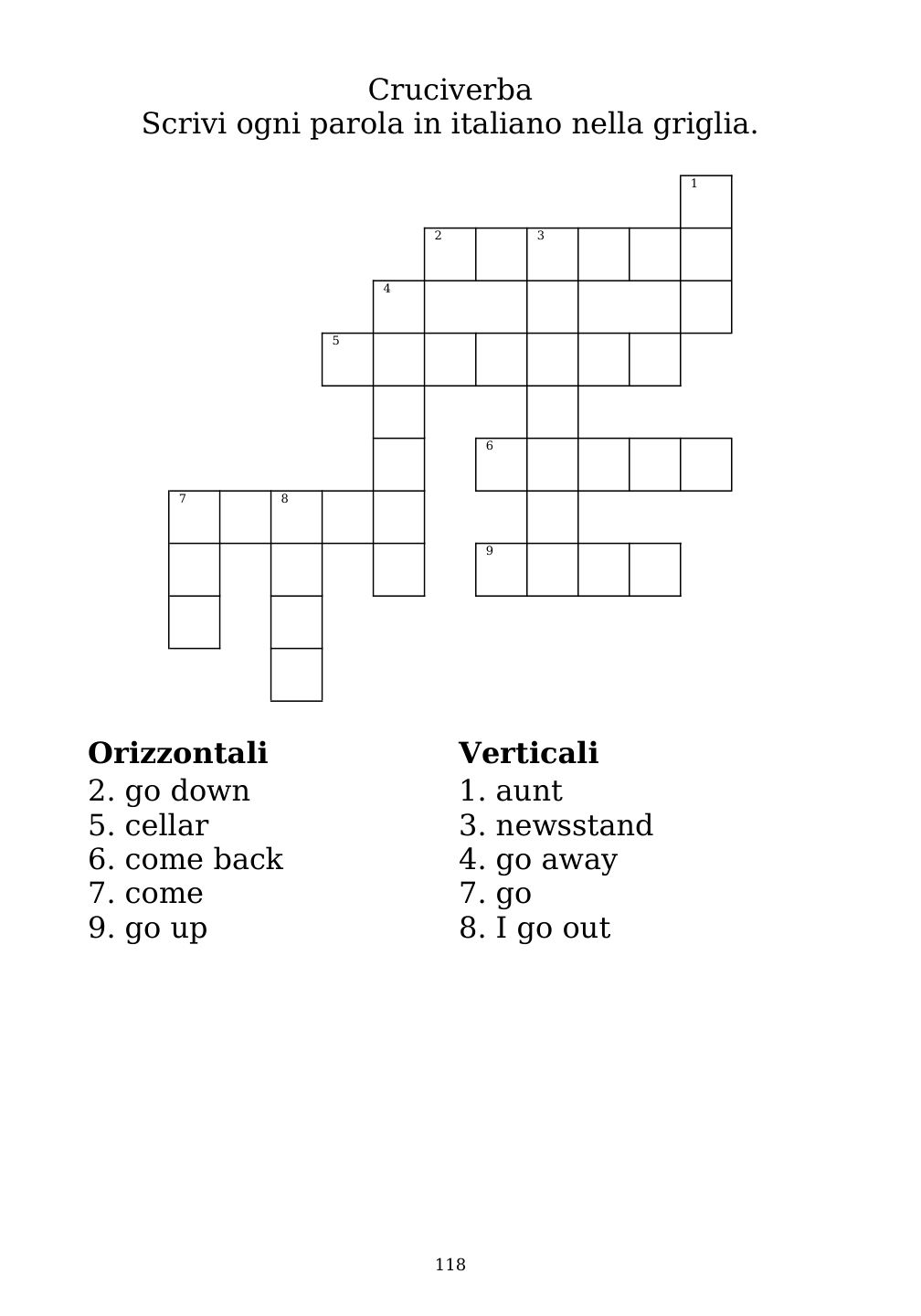 Crossword puzzle from the workbook