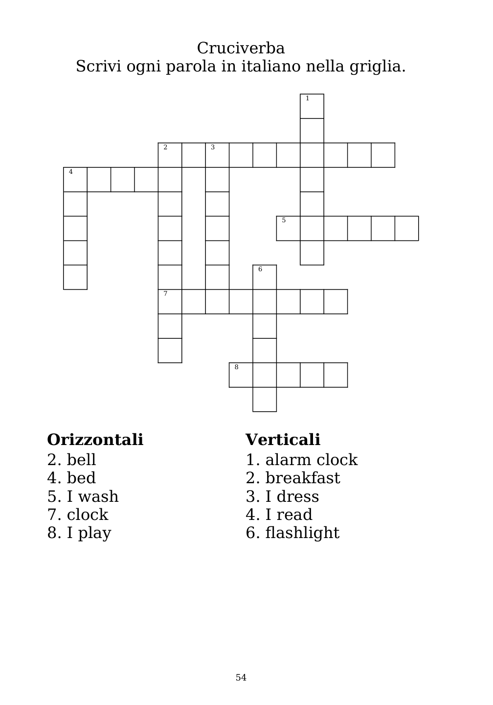 Crossword puzzle from the workbook