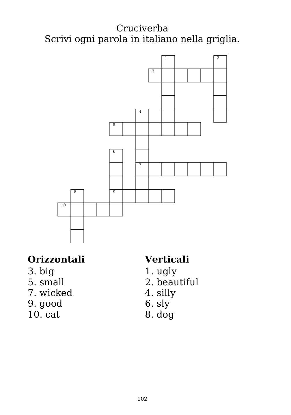 Crossword puzzle from the workbook