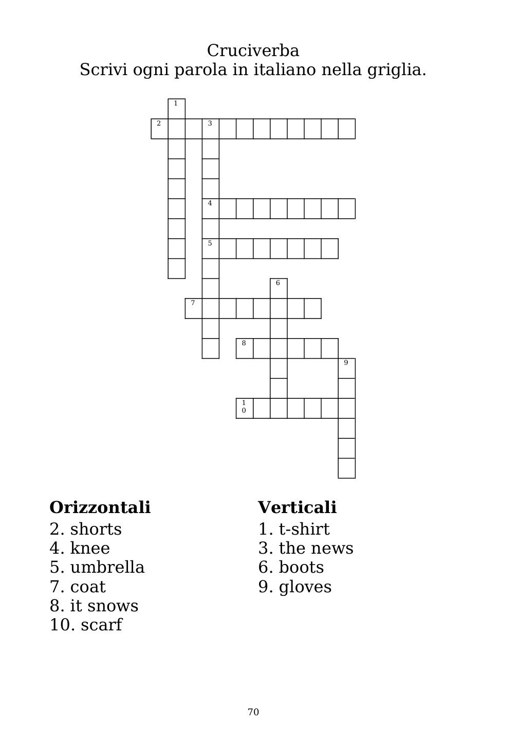 Crossword puzzle from the workbook