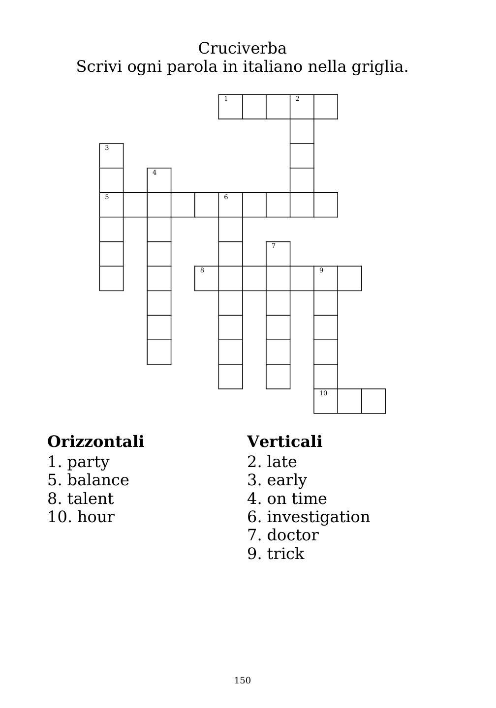 Crossword puzzle from the workbook
